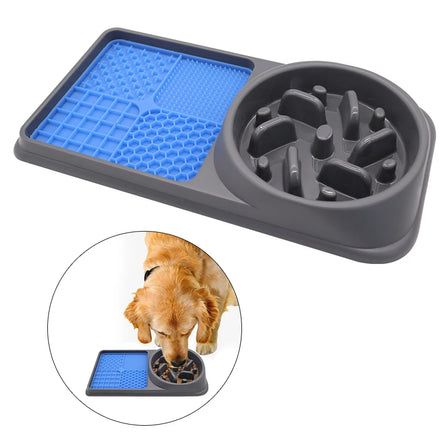 OEM ODM Private Label 2 in 1 Food Grade Silicone Pet Cat Dog Treat Slow Feeder Food and Water Feeding Bowls Lick Mat Pad