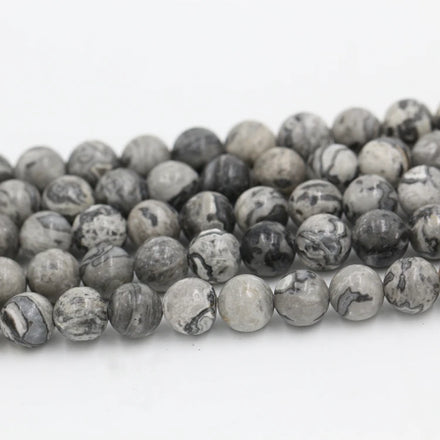 Wholesale Natural Stone Grey Map Jasper Beads 4 -12 mm Round Beads Jasper for Jewelry Making