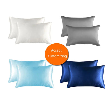 Custom Logo Luxury Silk Satin Pillowcases Satin Silk Luxury Pillow Case Covers With Embroidery Logo