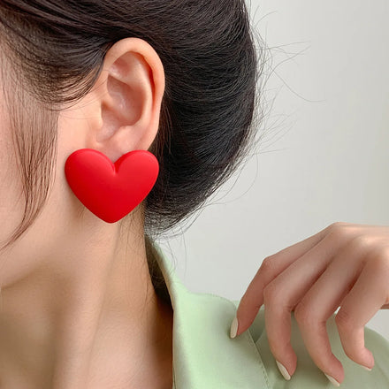 2025 Trendy Acrylic Candy Color Macarone Statement Earrings 2025 Red Blue White Heart Stud Earrings for Women Girl
