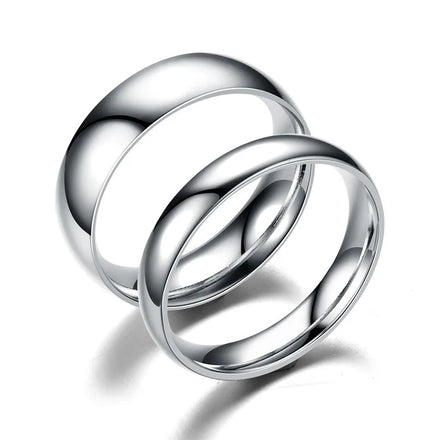 Women Men Simple Classic 4 6 8mm Curved Smooth High Polished Titanium Steel Engagement Wedding Rings Stainless Steel Couple Ring