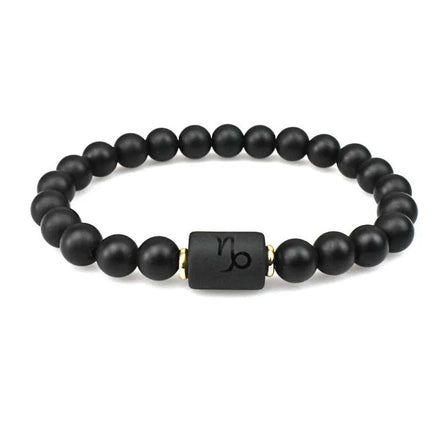 2022 Wholesale Punk Couple Bff Beaded Bracelet Hip Hop Natural Stone Bracelet Birthday 12 Zodiac Bracelet for Men