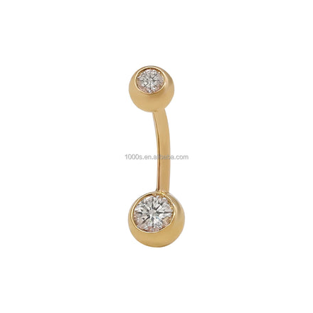 14K Real Gold With Moissanite Piercing Jewelry Custom Belly Rings Jewelry Belly Screw Button Ring for Women