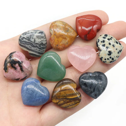 Light Luxury Random Color Cute 20mm Heart Stone Natural Healing Crystals Gemstone High Polished Lovely Ornament Decoration