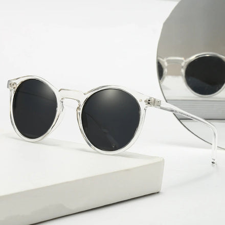 Retro Classic Adult Women Men Round Transparent 7 Colors TAC Frame PC Lenses Polarized Sunglasses