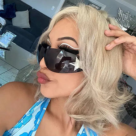 229443 Punk One Piece Y2k Sunglasses Star New Luxury Brand Sun Glasses Shades Eyewear UV400 Female Designer Five Star Glasses