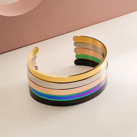 4 6 8MM Personalized Inspirational Blank Engraved Open Cuff Bracelet Custom Bangle No Fade 316L Stainless Steel Cuff Bracelet