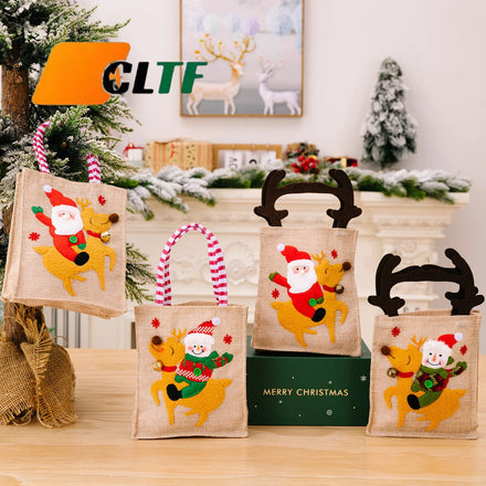 CLTF Christmas Gift Bag Santa Claus Snowman Deer Xmas Christmas Candy Bag for Kids Gift Bags Xmas Party Candy Bag Decor