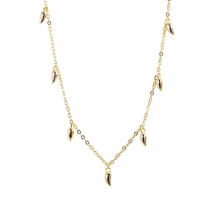 Light Luxury 18K Gold Plated S925 Sterling Silver Horn Chilli Pendant Necklace Simple Woman Jewelry
