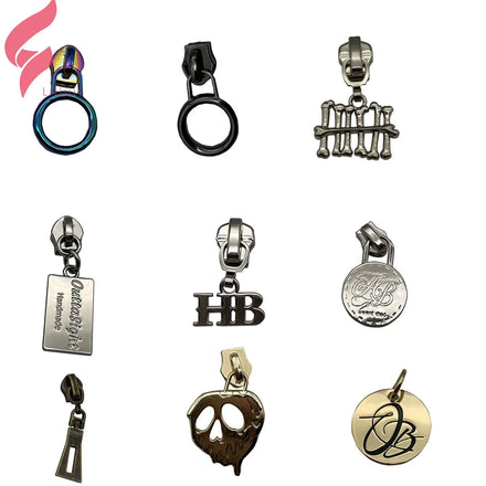 Lihui Hardware High Quality Metal Slider Zipper Bag Clothes Tag Custom Zinc Alloy Non-Lock Pulls Clothing Zipper Puller