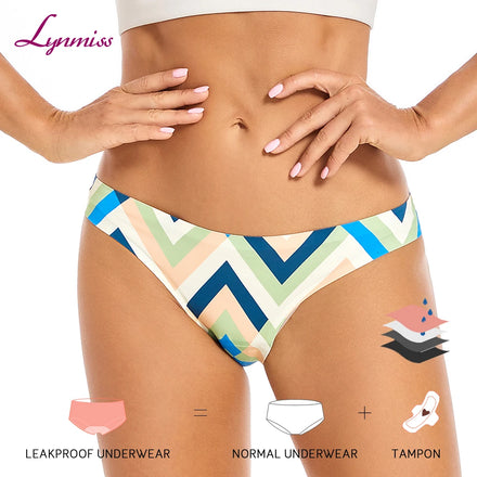 4 Layer Menstrual Bikini Panties Women Low-Rise Everyday High Absorption Breathable Eco-Friendly Knitted Print Design ODM Waist