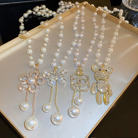 Baroque Natural Freshwater Pearl Handmade Beaded Chain 18K Copper Butterfly Heart Pendant Women Fashion Jewelry Necklace