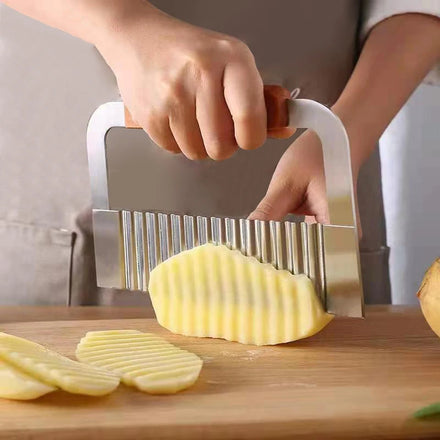 Manjia Potato Slices Cutter Cut Potato Silk Wave Knife Manual Wavy Crinkle Cutting Tools Vegetable French Fry Slicer Chopper