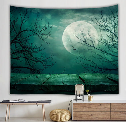 Beautiful Starry Psychedelic Wall Hanging Night Moon Tapestry Vintage Galaxy Planet Blanket Woven Home Decor