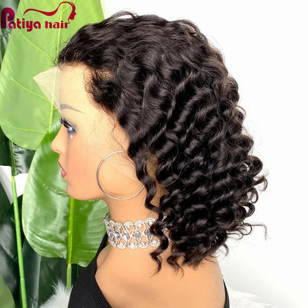 Big Curly Perruque Short Bob Wigs Human Hair Wig for Black Women Pre Plucked Baby Hair Loose Deep Wave Peruvian Virgin Hair Wig