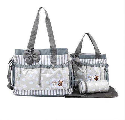 Fashion Printing Big Dots Waterproof for Four-Piece Large-Capacity Butterfly Festival Single Shoulder Mother Baby Bag