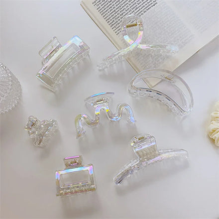 Wholesale Fashion Women Pearl Color Geometry Hair Clip Accessories Transparent Hair Claws for Thick Hair