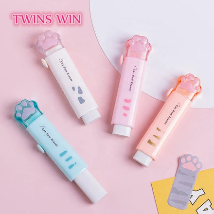 Safe and Environmentally Friendly Cute Cat Paw Shape Pencil Eraser Portable Push-type Eraser