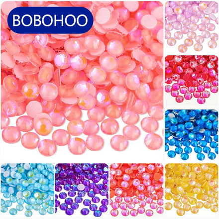 BOBOHOO New Colors Hotfix Rhinestone Sparkle Series SS6 SS10 SS16 Glass Flat Back Hot Fix Rhinestones for Dress