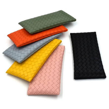 Wholesale Custom Candy Colored Woven Pu Leather Glasses Sunglasses Storage Bag Pouch Croesusoptics TRG274-H