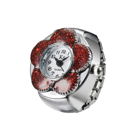2022 New Arrival Souvenir Gift Exquisite Finger Watch Jewelry Lovely Golden Flower Ring Watch for Women Girls
