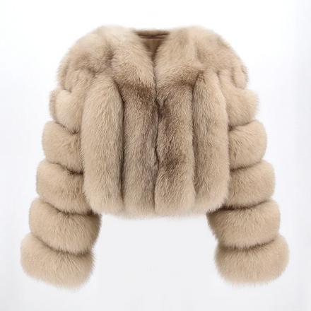 QIUCHEN QC22089 Large Size Women Casual New Stylish Regular Real Fox Fur Coat Winter Warm Luxury V-neck Single Button Acrylic