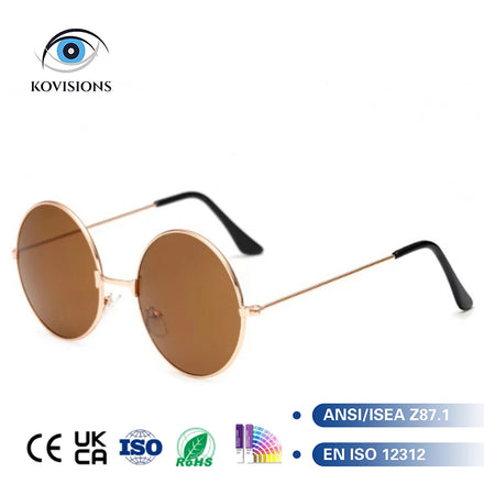 Fresh Arrival Vintage Round Mens Sunglasses Thin Metal Frame Slim Temples UV Protection Driving Outdoor Daily Wear