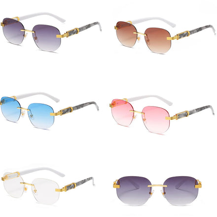 Men Women Fashion Retro Square Hip Hop Sunglasses Luxury Gold Rimless Shades Glasses