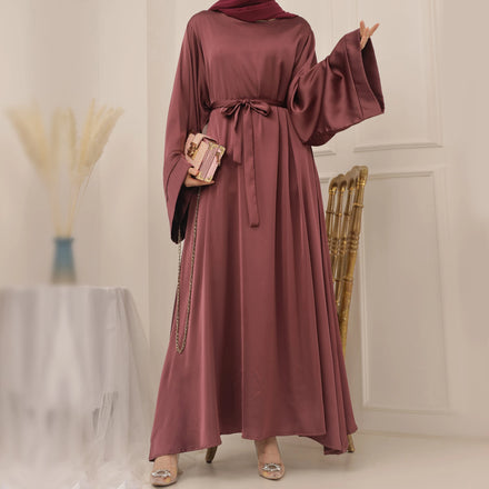 Loriya Women Abaya 2022 Muslim Dresses Fashion Hot Sale Satin Dress Turkey Style Traditional Muslim Clothing for Sale