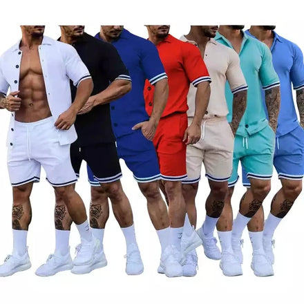 2023 Summer Men Outfit Two Piece Shorts Shirts Street Casual 2 Piece Pants Shirt Men's Sets