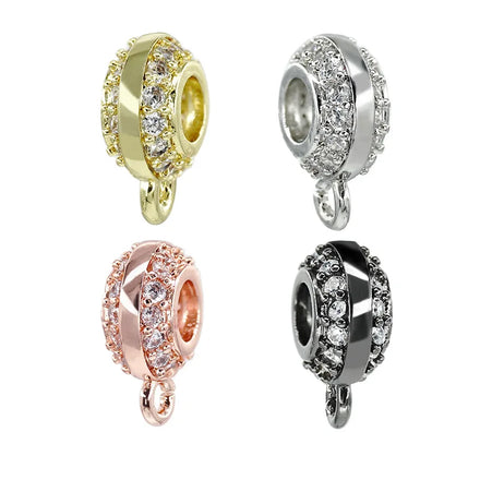 Bracelet Accessories Micro-inlaid Accessories Circle Bead Zircon Pendant Diy Jewelry Accessories Metal Charm Beads
