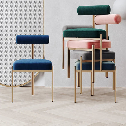 Nordic Modern Design Golden Tripod Cafe Chairs Cream Boucle Velvet Upholstered for Dining Room Kitchen for Restaurant Villa
