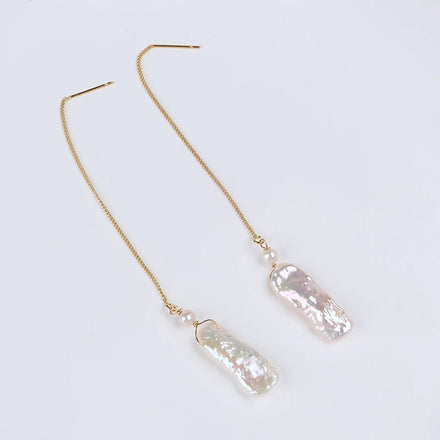 Wholesale Biwa Long Stick Baroque Freshwater Pearl Earrings for Woman