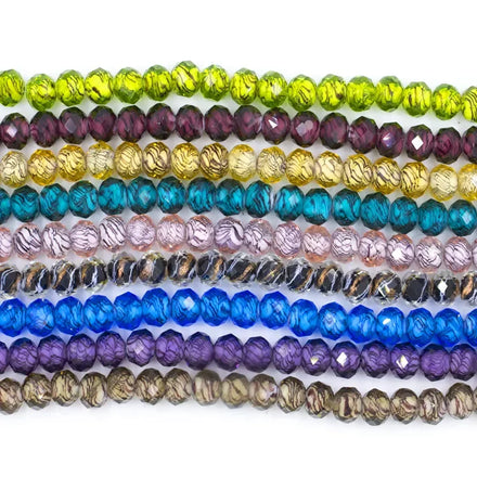 Wholesale High Quality Multicolor 10mm Size Flat Spacer Striped Glass Crystal Beads
