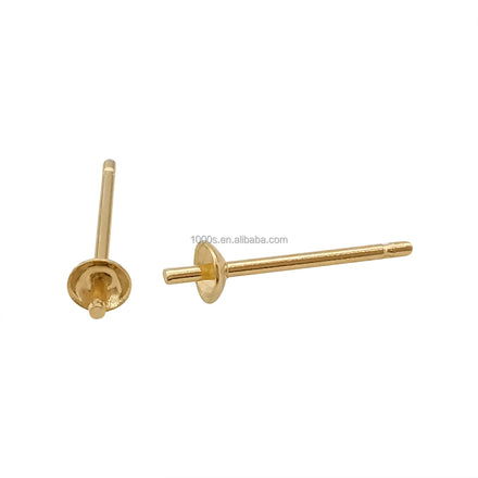 DIY Jewelry Making Accessory 18K Real Gold Pearl Stud Earring Pins & Needles 1000S PL05