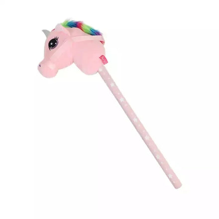 Plush Horse Ride on a Sticks Hobby Horse Stick With Difference Functions Pink Unicorn