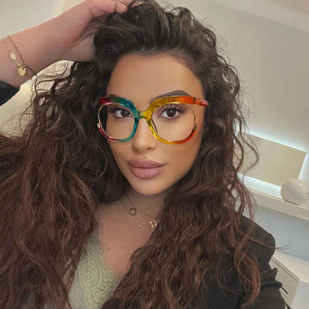 Twooo 9051 Custom Clear Lens Glasses Half PC Frame Trendy Designer Computer Glass