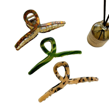 Women 13cm Hair Claw Clip Hollow Jumbo Metal Acetate Hair Clip for Girl
