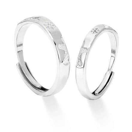 Romantic Design Silver Plated Couple Ring for Wedding Jewelry Matched Couple Ring Valentine's Day Gift Open Adjustable Ring