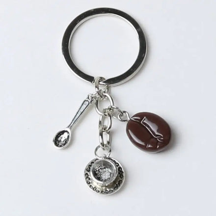 Wholesale Cross-border New Product Coffee Beans Coffee Cup Bell Key Creative Unique Coffee Key Chain Jewelry Gift Cafe Keychain