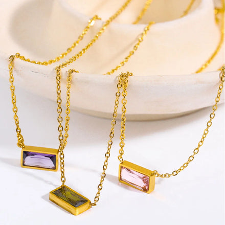 Fashion Titanium Stainless Steel Necklace Shinning Horizontal Zircon bar Bolt Necklace Jewelry