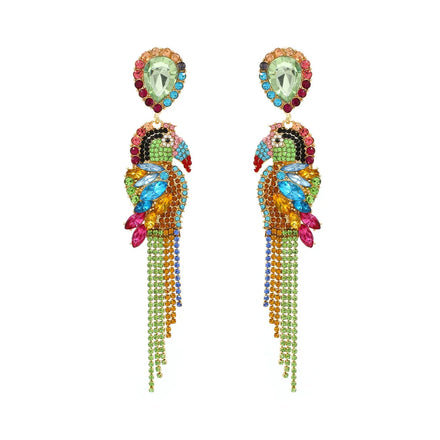 Parrot Earrings for Women Cute Bird Parrot Tassel Earrings for Girls Beaded Parrot Dangle Earrings Stock