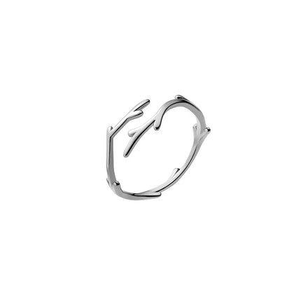INS Christmas Gifts 925 Silver Antler Deerhorn Elk Branches Open Rings for Women Fashion Jewelry Rings