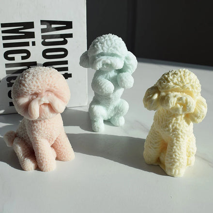 New Design Diy Handmade Making Animal Aromatherapy Plaster Molds Standing Teddy Dog Silicone Candle Mold