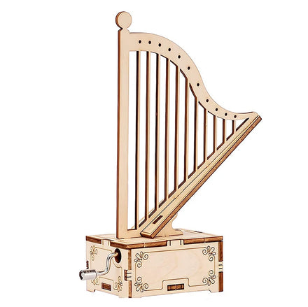 3D Harp Bin Engraved Model Kit Brain Teaser and Educational STEM Building Kit DIY Hand Crank Wooden Puzzle Music Box