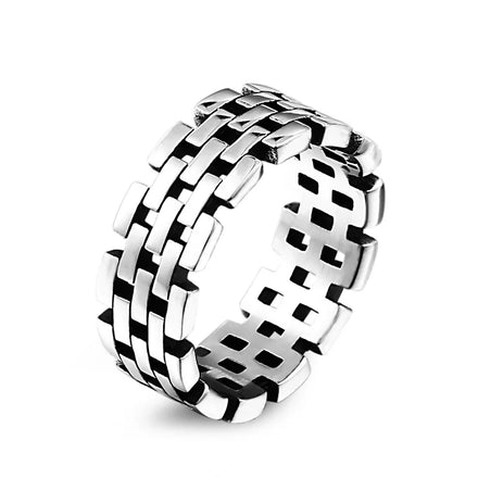 OAHLAN Wholesale Fashion Jewelry Vintage Simple Hollow Chain Design Personalized Stainless Steel Rings for Men