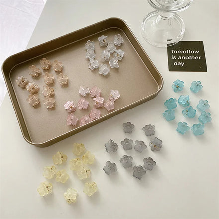 10 Packs Mini Small Size Flower Hair Clips Cute Fashion Simple Ponytail Bangs Side Clip Little Girl Hair Accessories