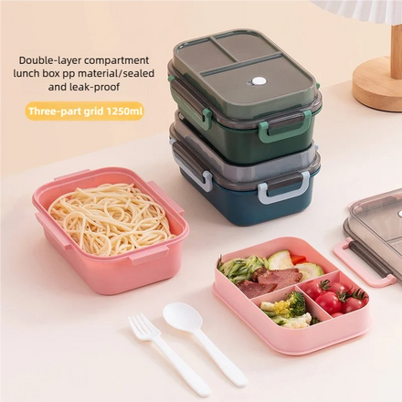 Top Compartments Layer Sealed Office Lunch Boxes Microwave Heated with Utensils for Office Use