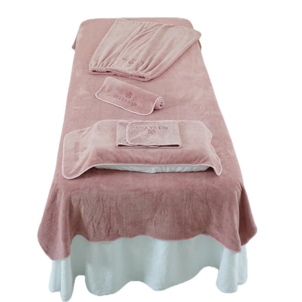 6pcs Durable Velvet Beauty Salon Massage Table Sheet Sets Flannel Massage Table Cover Set SPA Towels Sets