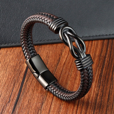 New Arrival Handmade Multilayer Braided Rope Bracelet Stainless Steel Magnetic Clasp Bangles Mens Genuine Leather Bracelet
